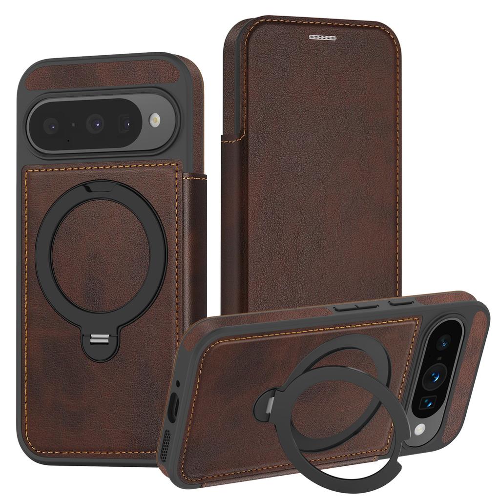 Magnetic Phone Case for Google Pixel 10 Pro XL 10A Pixel9 9A 8Pro Wireless Charging Card Slot Rotating Bracket Leather Cover