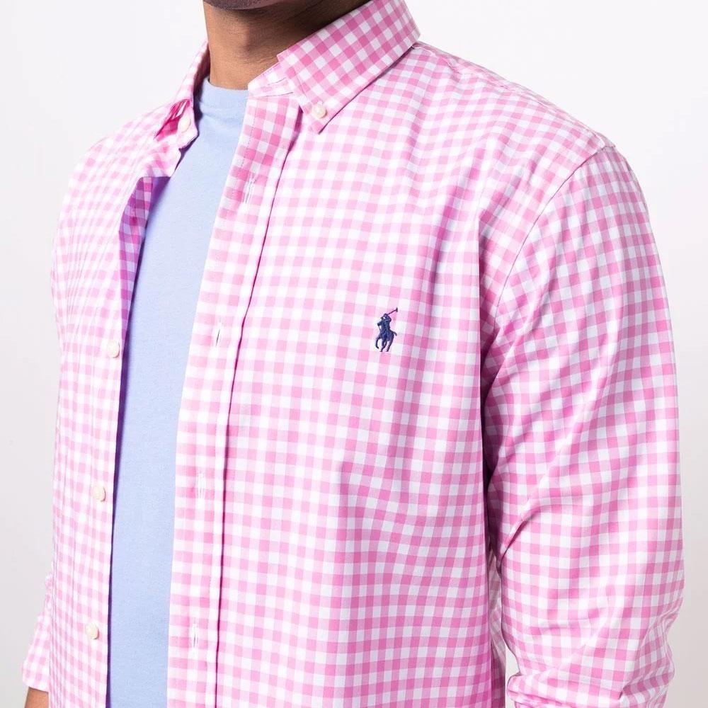 Polo Ralph Lauren SS22 Plaid Button-Up Shirt Men Shirts Pink 710867327-004
