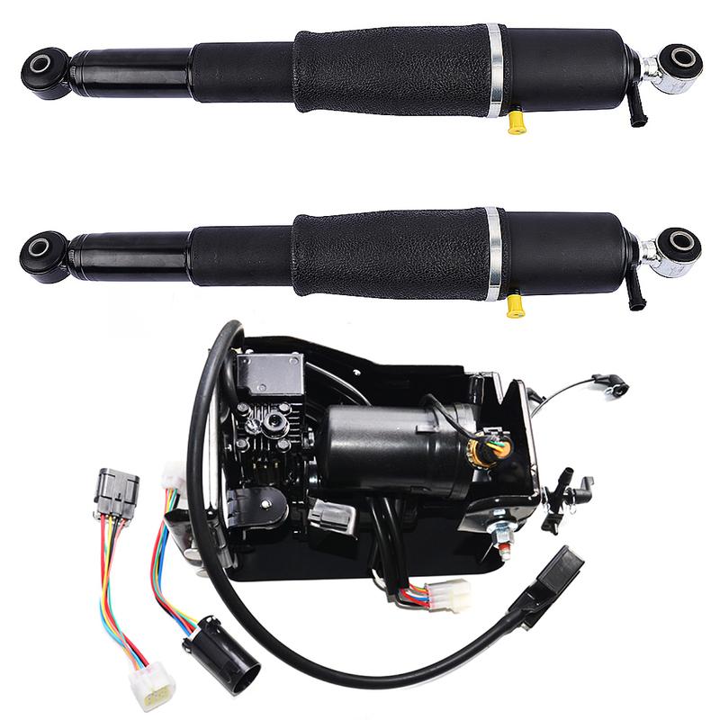 AP02 Pair Rear Air Suspension Shocks + Air Compressor for Chevy Tahoe Suburban 1500 GMC Yukon Cadillac SUV 2000-2014 25979391