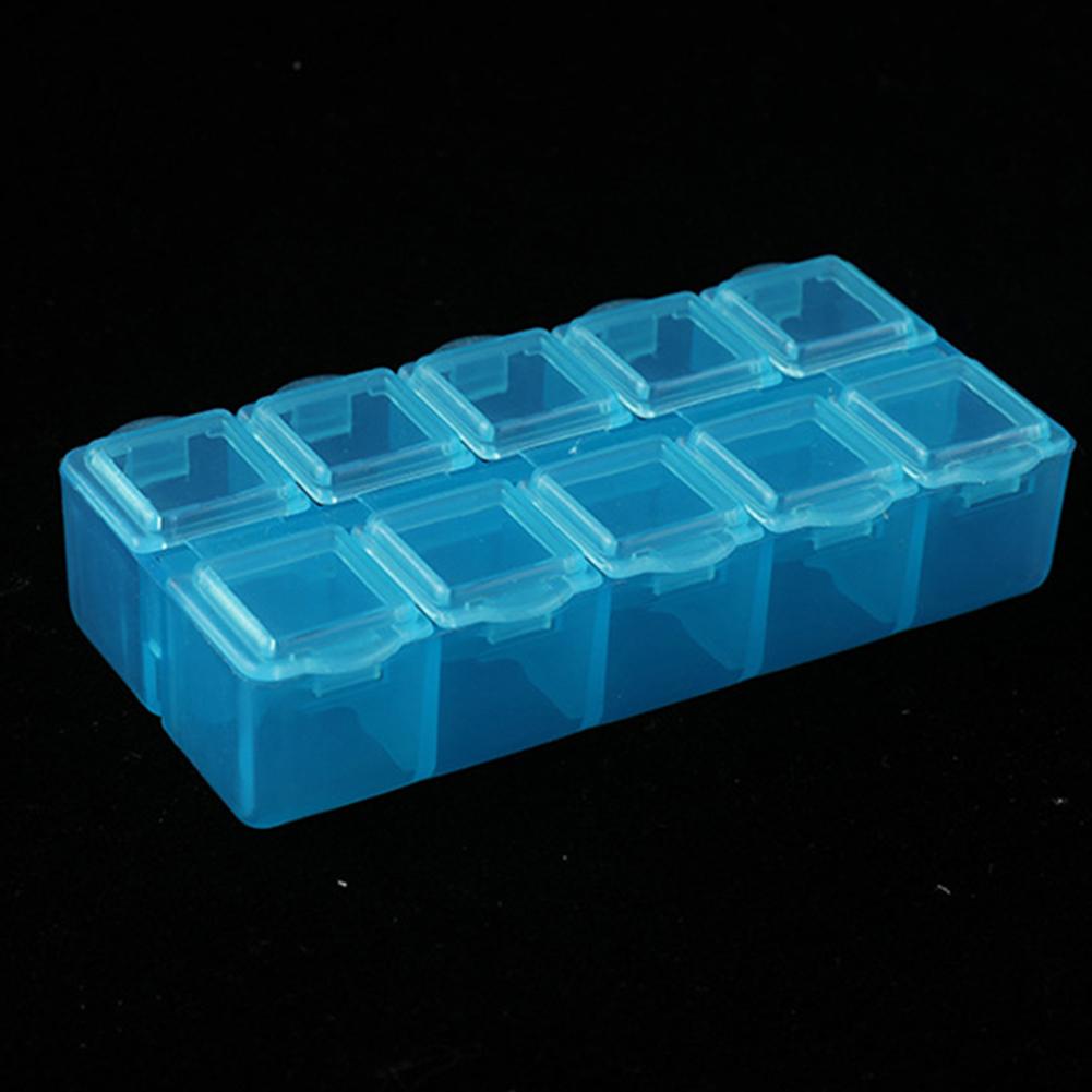 Versatile 10 Grids Plastic Storage Box for Makeup Pills and Small Parts