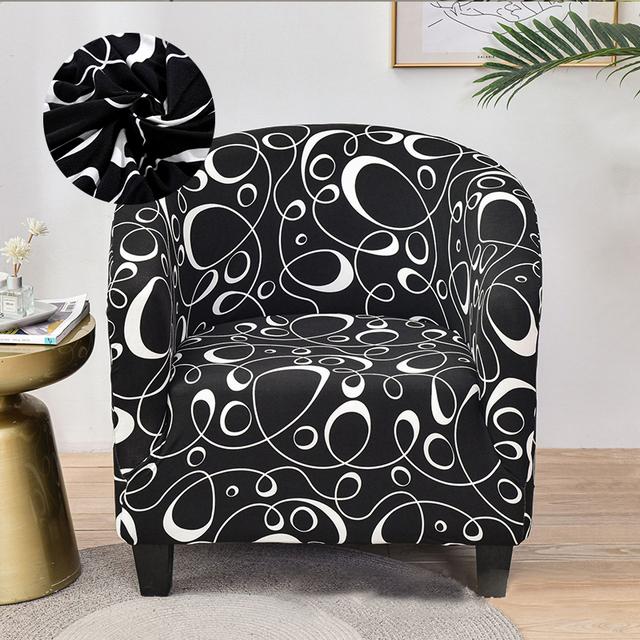 Levivel Club Chair Slipcover Stretch Armchair Printed Tub Chair Cover Living Sofa Cover Spandex Couch Cover Designed For Bar Counter Family Room