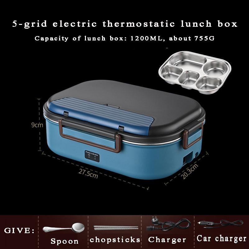 50W Portable Keep Warm Lunch Box with Storage Bag Household Food Grade Stainless Steel Insulation Bento Box 2752039cm синий 3570₽