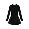Black long-sleeved semi-turtleneck dress for women in winter, waist-closed and thin tutu skirt, bottom skirt inside
