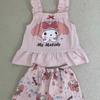 Children Suspender Set Summer Girl Pajamas Vest Shorts Cartoon Sleeveless Cute Melody Kuromi Cinnamoroll Soft Sleepwear 2PCS/Set