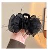 Large Summer Lace Edge Bow Claw Clip Hair Accessory for Women - Multi-Layer Feather Design