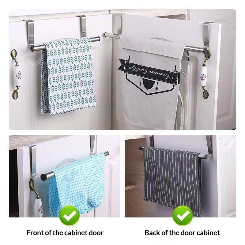 Towel Robe Rack Stainless Steel Towel Bar Kitchen Dish Cloths Hanger Home Door Hanging Holder Rustproof Bathroom Stand Organizer