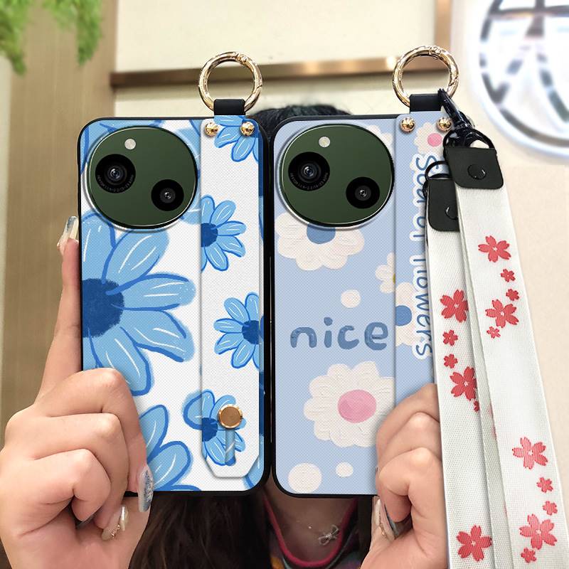 Wrist Strap Waterproof Phone Case For Sharp Aquos R9/SH-51E Oil Painting Anti-knock Ring Durable Kickstand Soft case