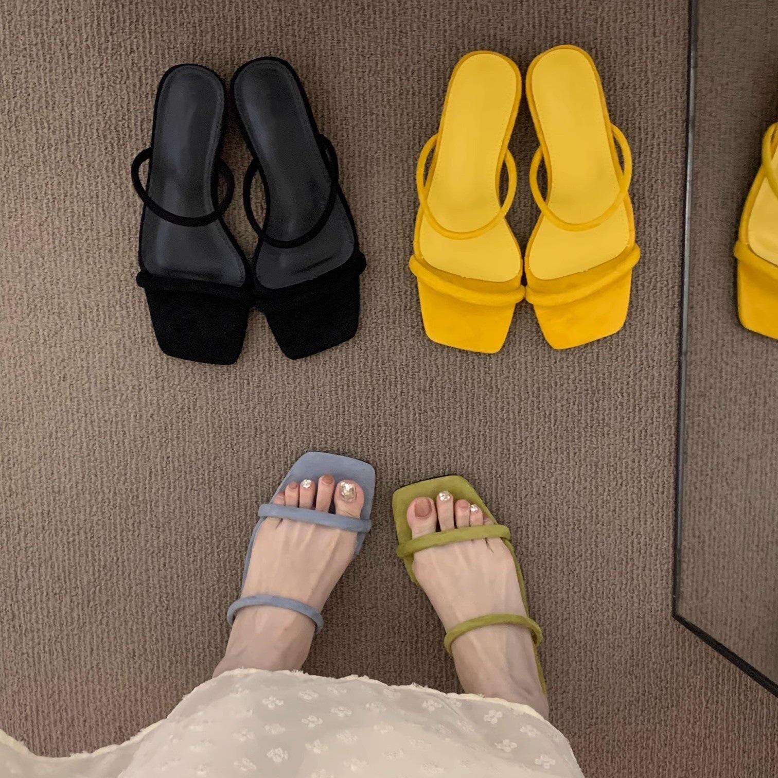 

Wedge heel yellow holiday wind open-toed cool slippers fairy shoes new with skirt shoes 35 жовтий