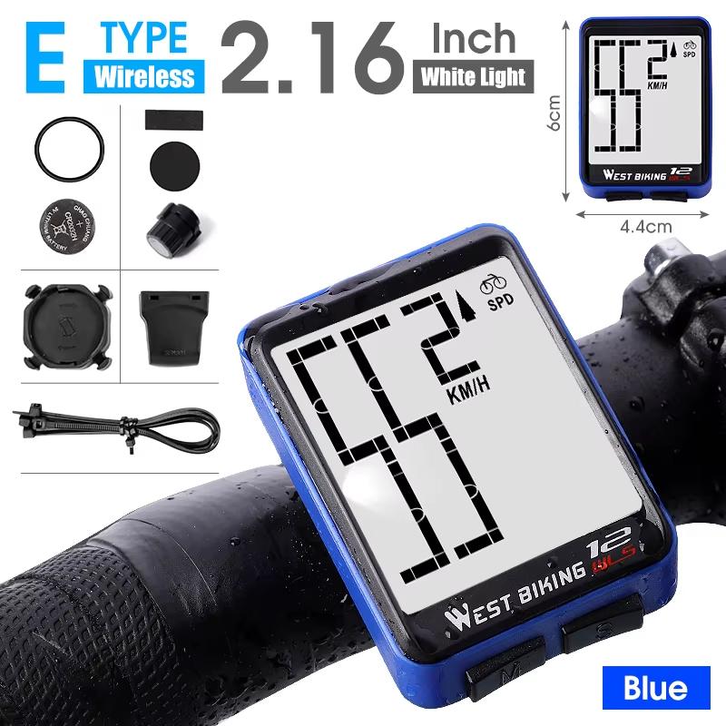 WEST BIKING Large Screen Bicycle Computer Wireless Waterproof Bike Speedometer Stopwatch With Backlight Bike Bicycle Speedometer2