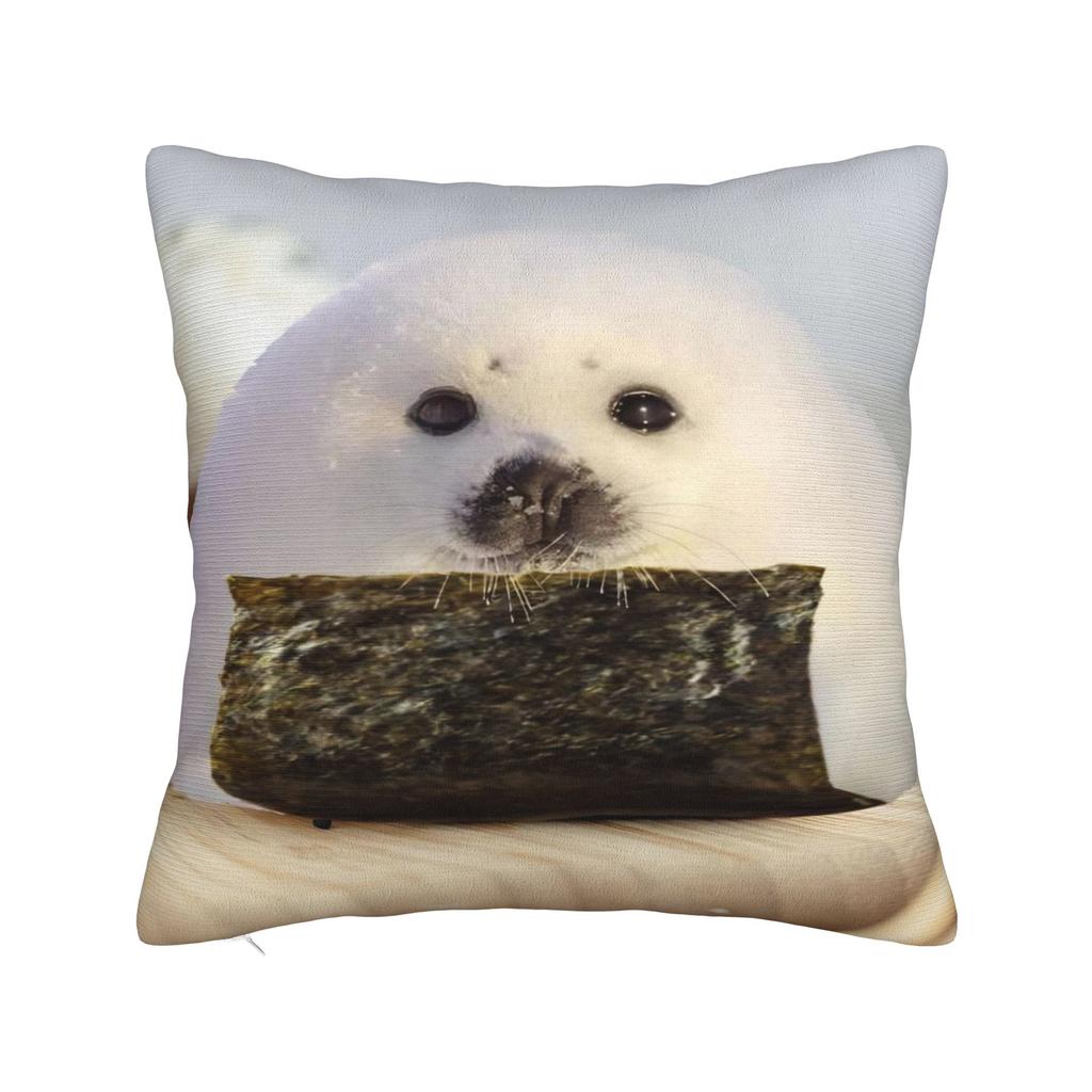 Seal Sea Cute White Pillowcase Polyester Cushion Cover Decoration Pillow Case Cover Home Zippered 40X40cm