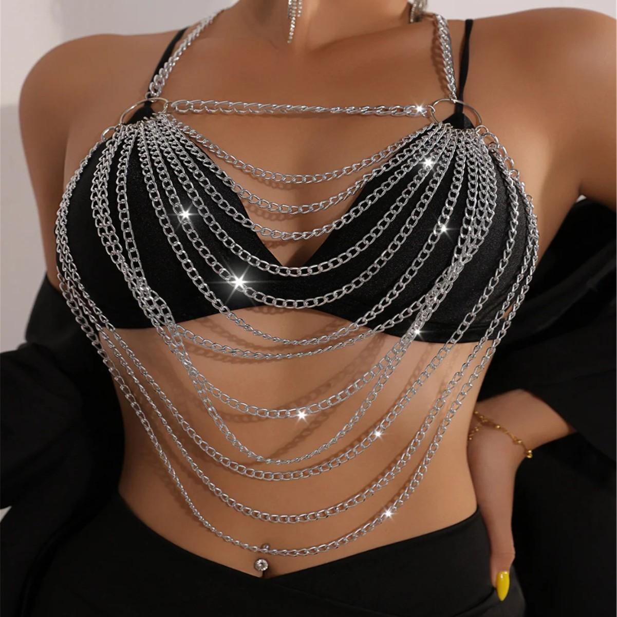 

European And American New Products, Multi-Layer Alloy Double Shoulder Chain, Personalized Metal Decorative Body Clothing Chain