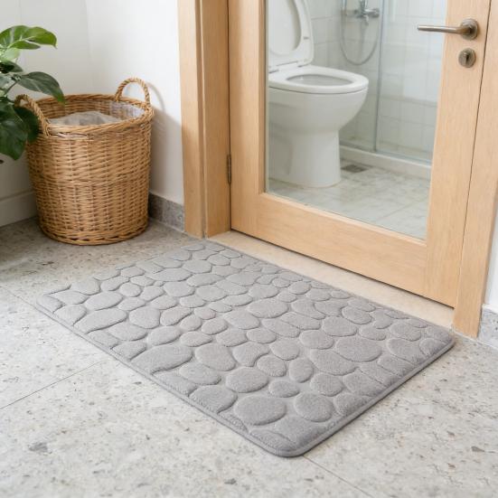 Memory Foam Bathroom Mat Backing Super Memory Foam Bath Soft Absorbent Non-Slip PVC Rug with 3D