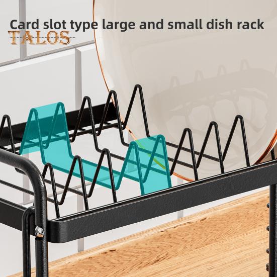 Abtropfgestell mit Abtropfschale, großes Fassungsvermögen, einfache Installation, Mehrzweck-Geschirrtrocknerständer für die Küchentheke, Utensilienhalter