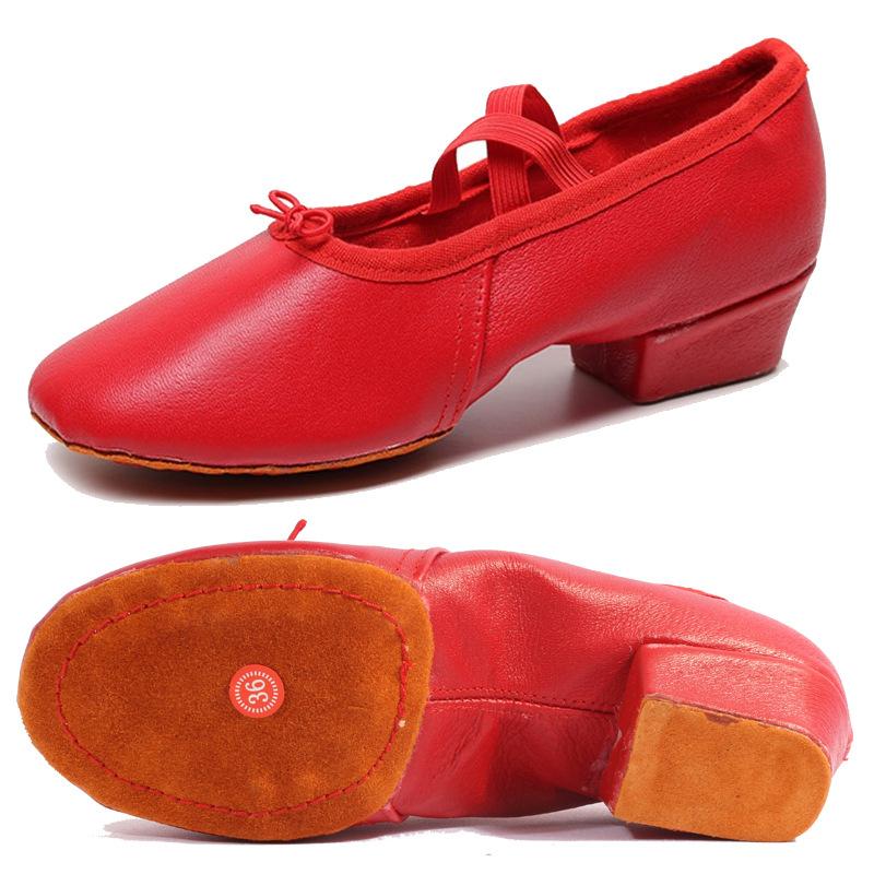 Women's Adult Child Canvas Soft Sole Training Shoes for Yoga Ballet Folk Dance High-Heeled Teacher Shoes Leather Sneakers