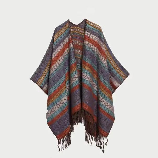 Bohemian Ethnic Women's Shawl: High-End Retro Cape Cloak Scarf for Xinjiang Tibet Travel