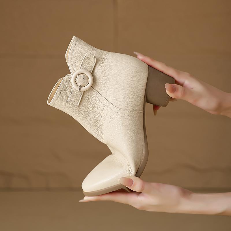 Fashion AIYUQI Women's Ankle Boots 2025 New Fashiona High-heel Women Short Boots Large Size Round-Toed Female Dress Boots