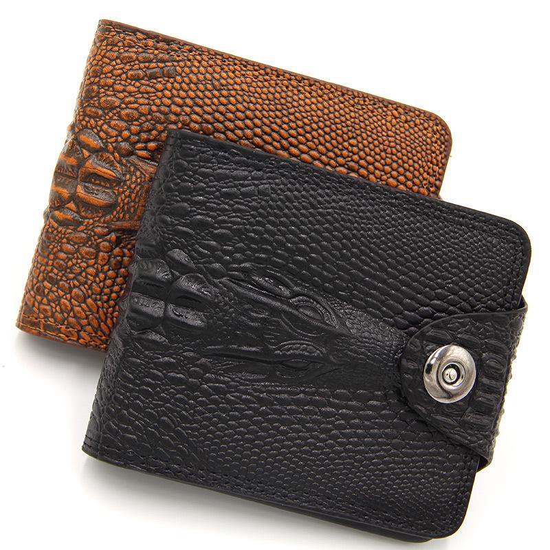 Men's Crocodile Pattern Magnetic Buckle Wallet: Short Style, Large Capacity, Multifunctional Business Fashion