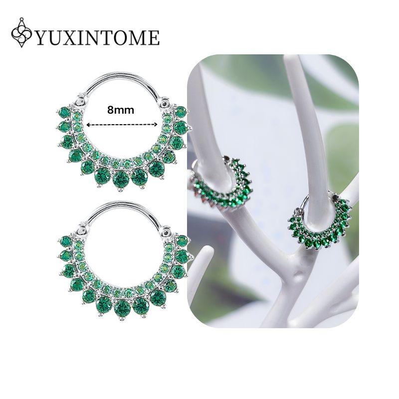 Turquoise 925 Silver Ear Needle Green Zircon vintage emerald Heart/Flower Pendant Hoop Earrings Fashion party Jewelry
