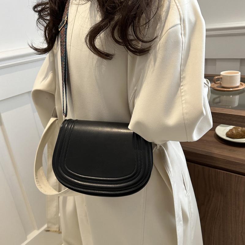 Yogodlns Fashion Small Flap Bag Designer Wide Strap Saddle Shoulder Bags Luxury PU Leather Crossbody Bag Trend Small Phone Purses