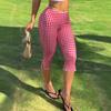 Frühling und Sommer Damen Rote Karomuster Gestrickte Stretch-Leggings Lässige Hosen Trendige Damen Gingham-Muster Capri-Leggings