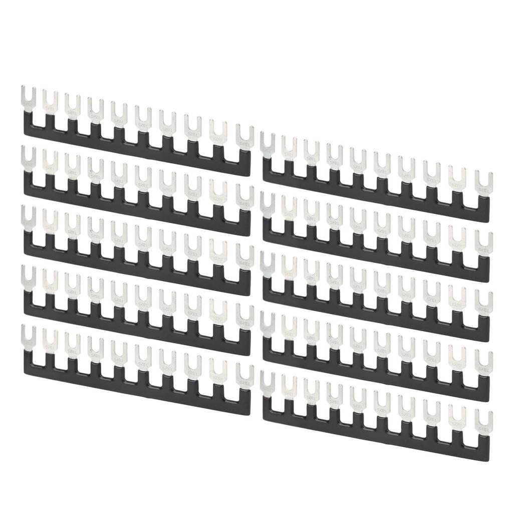 10Pcs 25A Jumper Block Terminal Strips Insulated TB Barrier Strip Fork Type Terminal Stripe Strips Black TB 2510
