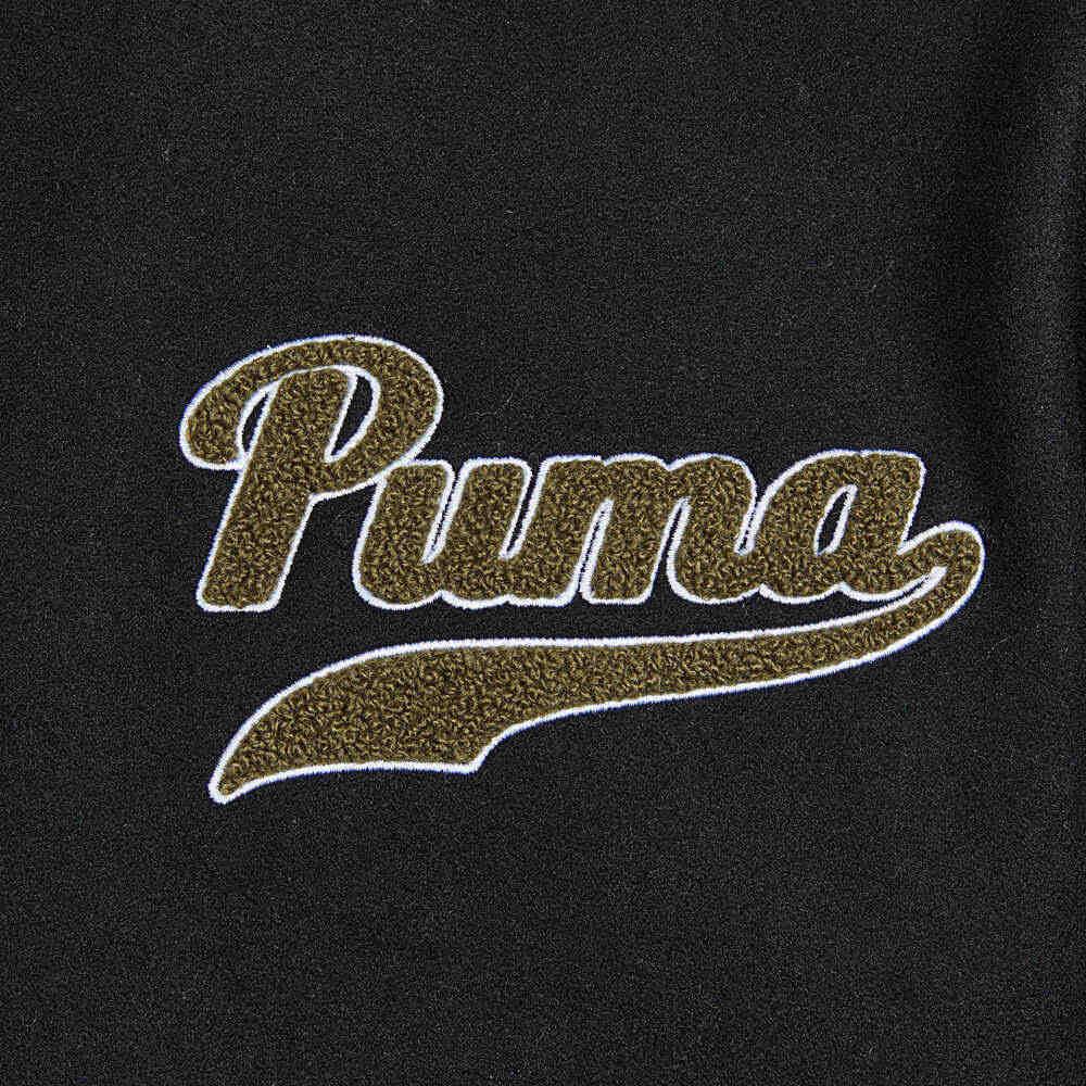 Puma Color Block Logo Embroidered Baseball Collar Zip Jacket Unisex Jackets Black Brown 539749-01