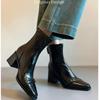 Coarse heel short boots women's thickened new thin boots European and American fashion warm winter pointed short tube versatile velvet