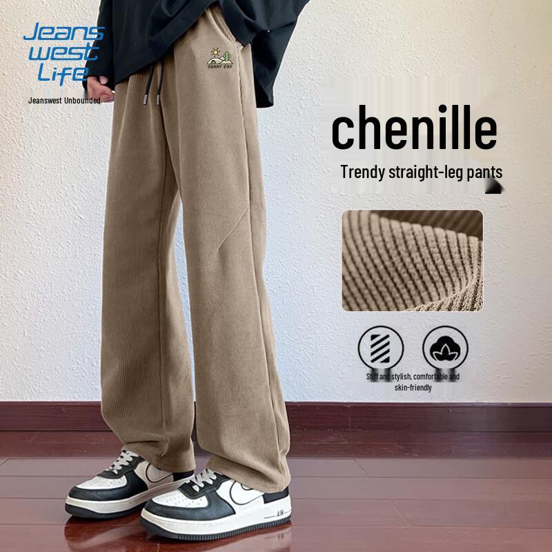 JEANSWEST LIFE Men's Chenille Straight-Leg Casual Pants