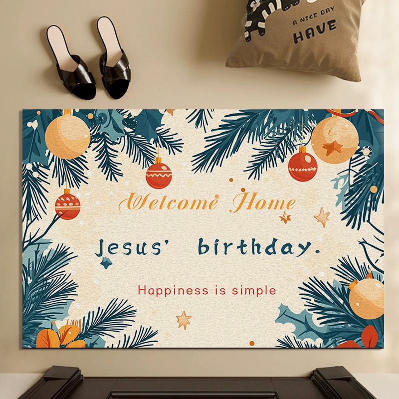 Entry Mat Entry Mat New Christmas Carpet Home Anti-slip and Dirt Can Be Cut Silk Ring Foot Mat