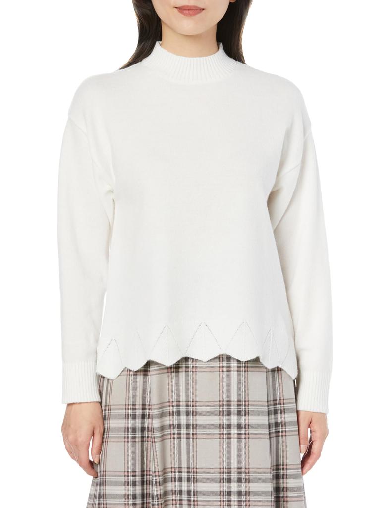 Laisse Passe Fluffy High Neck Pullover Ivory Women's Sweater,