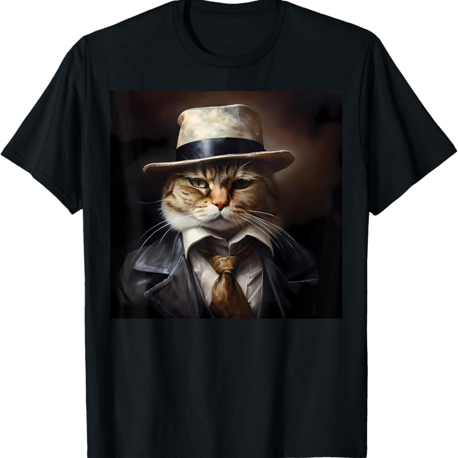 

Funny Cat Gangster Mafia Meme for Kitten Parents Adults Kids T-Shirt S