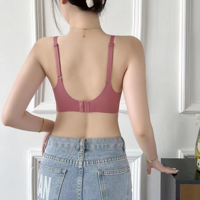 Women's Japanese Style Lightweight Seamless Bra Wireless Minimizing for Large Bust Palm Support Triangle Cup Smooth Surface Underwear