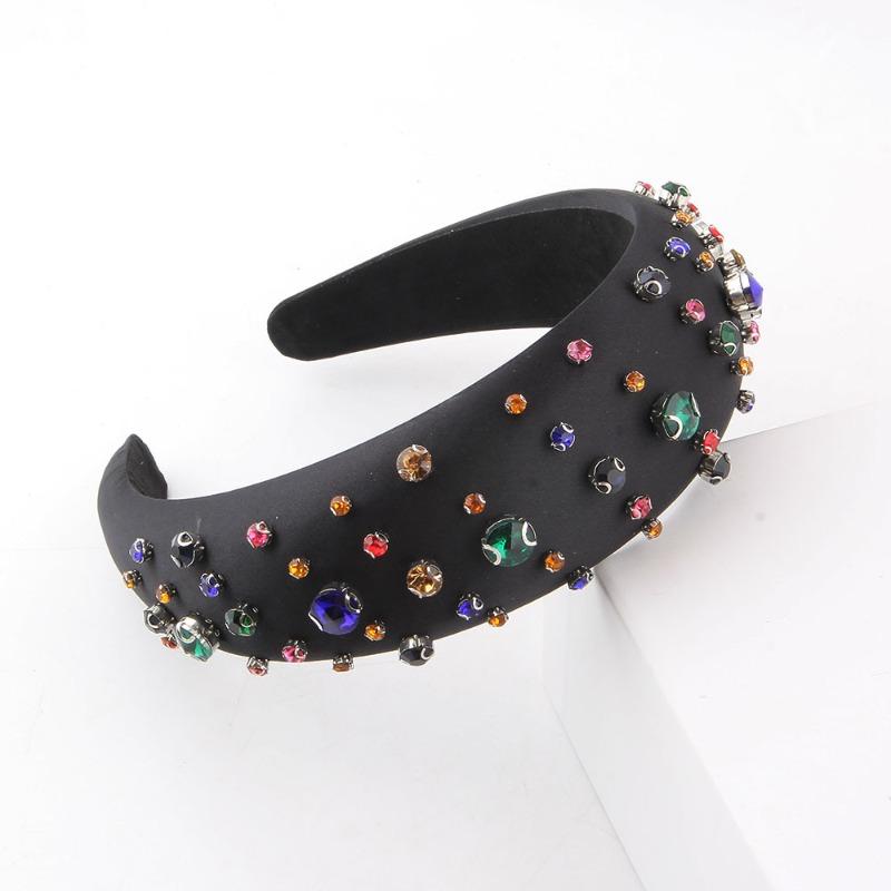 Sponge-set colorful rhinestone headband, wide brim women s headband, baroque hair accessory