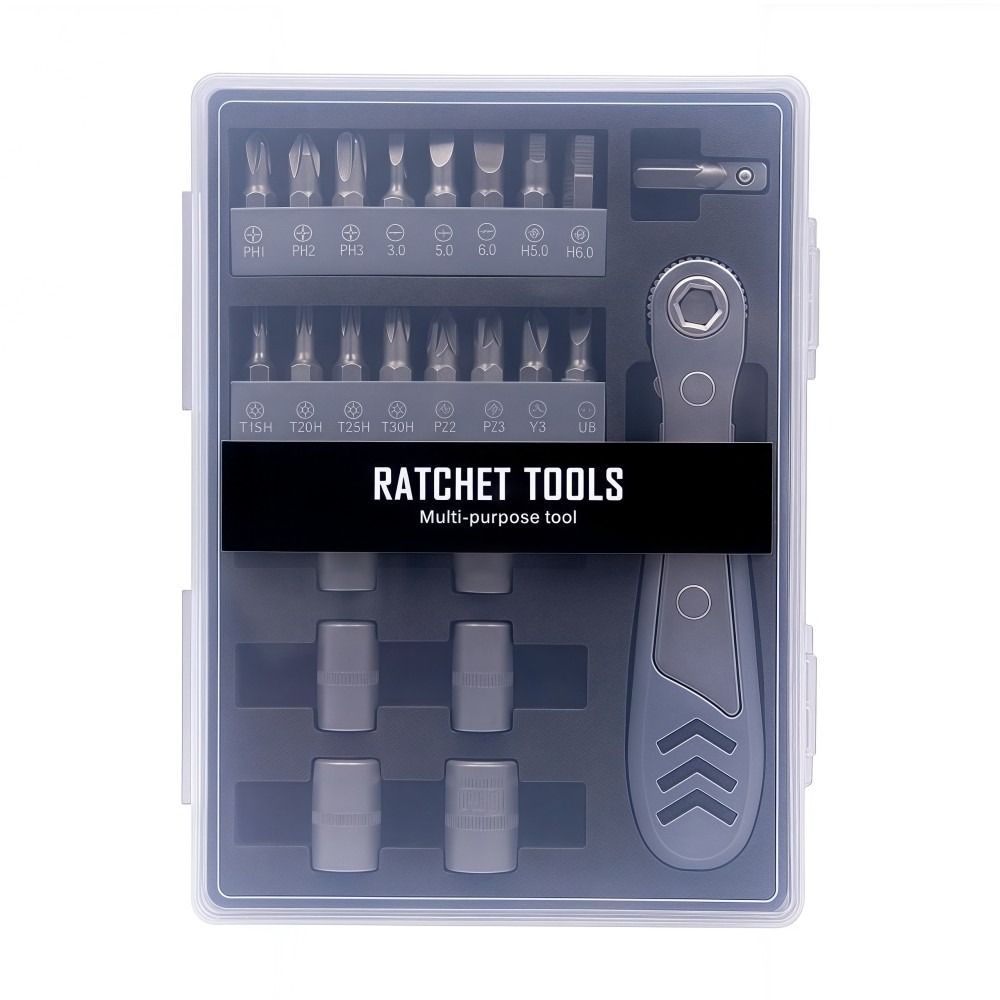 24in1 Ratcheting Screwdriver Set 36-Tooth Right Angle Mini Ratchet Wrench Set Anti-slip Wear-resistant Offset Screwdriver Set