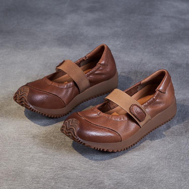 Johnature Genuine Leather Soft Sole Retro Slip-on Shoes Casual Soft Cowhide Women's Flat Shoes