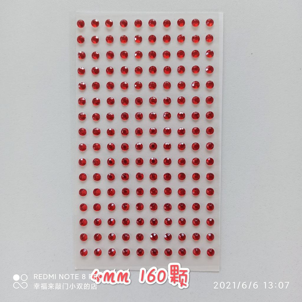 Sticker Beautiful Acrylic Red 3-4-5-6-8mm Double-sided Tape Bottom Decorative Face Sticker Single Round Diamond Beauty Mole