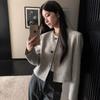 2025 Spring/Autumn French Style Retro Striped Jacket, Round Neck, Single-Breasted, Loose Fit.