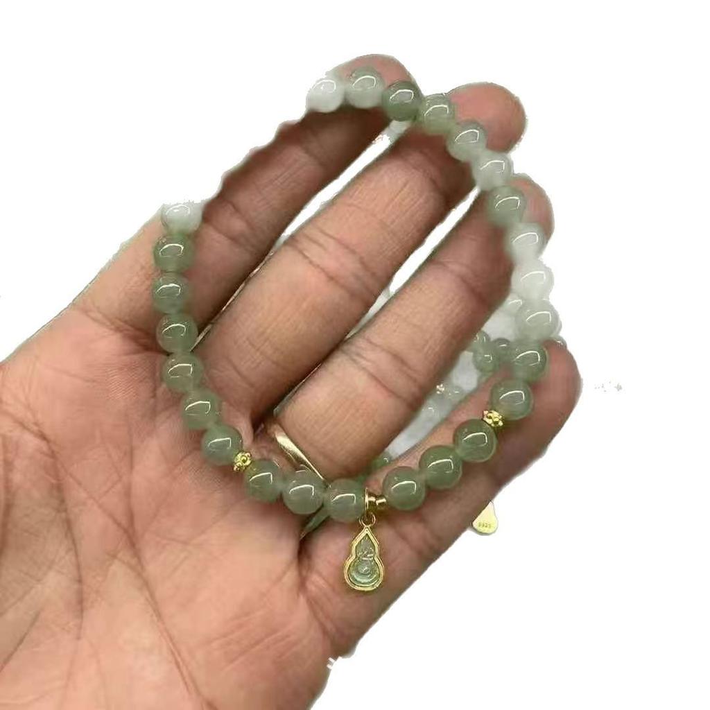 Hetian Jade Beaded Bracelet with Qinghai Material - DIY Design, Buddhist Round Beads Jewelry.