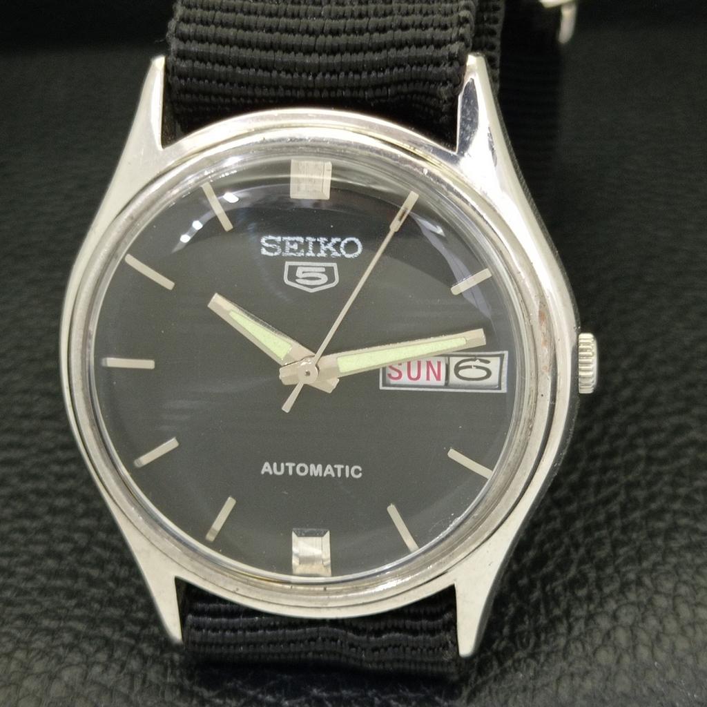 Seiko 5 AUTOMATIC 6309A VINTAGE JAPAN MENS BLACK COLOR DIAL WATCH A701614-5 R206c-a701614