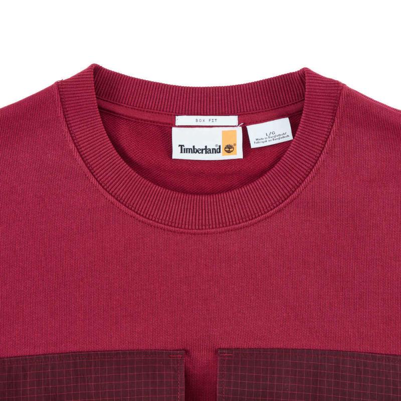 Timberland Media Utility Crew Neck Color Block Sports Casual Fashion Long Sleeve Sweatshirt Unisex Sweatshirt Red A664F-637