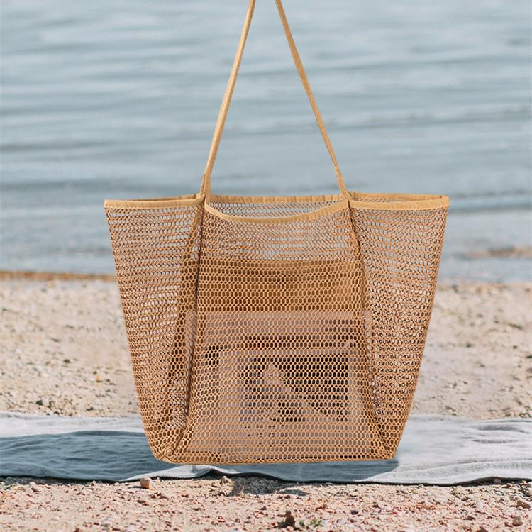 Borsa a mano grande da donna in rete con tasche multiple per viaggio, uscite e nuoto