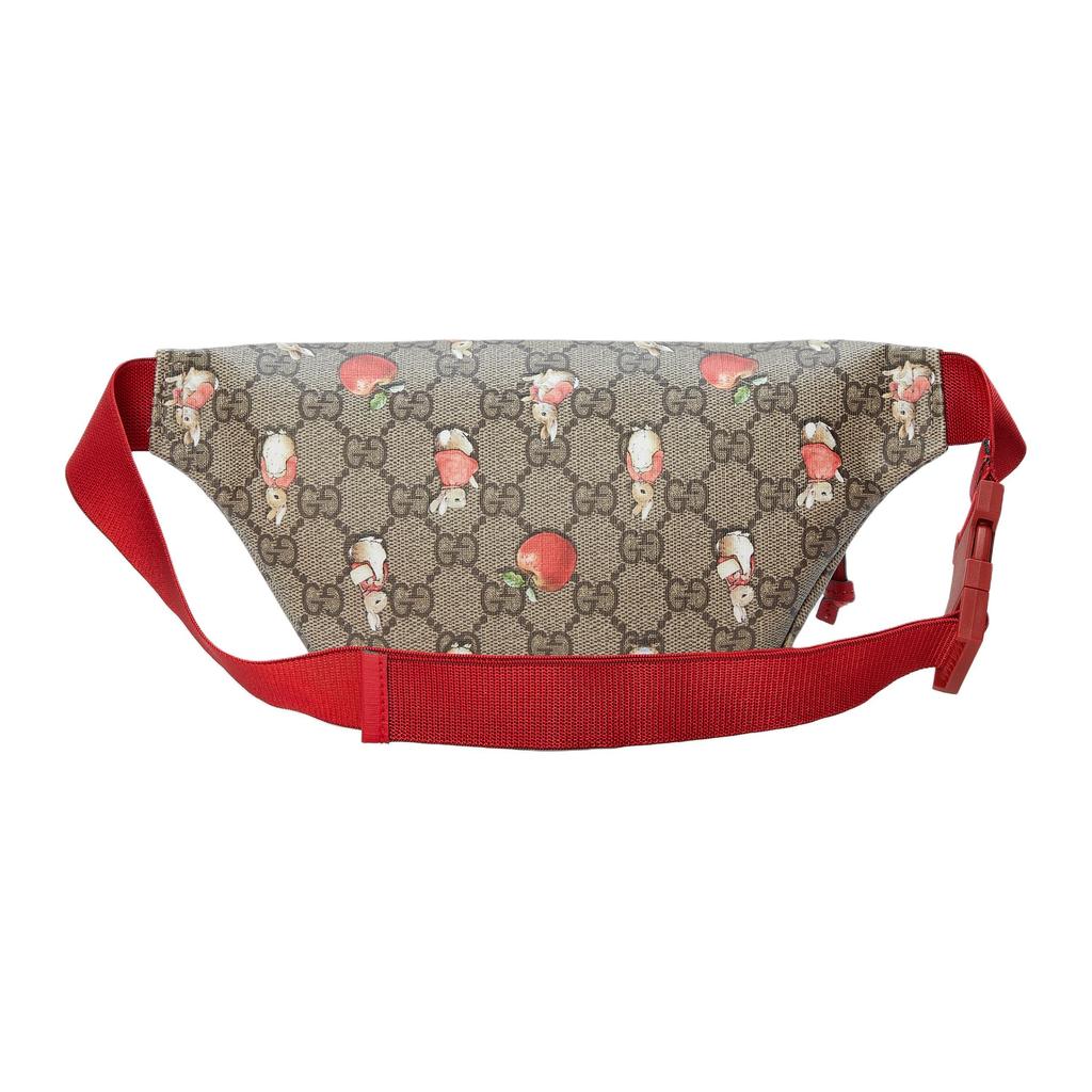 Gucci X Peter Rabbit™ Collaboration Animal Print Zipper Canvas And Leather Waist Bag Kids Waist Bag Ebony Green Red 502095-FACZL-8462