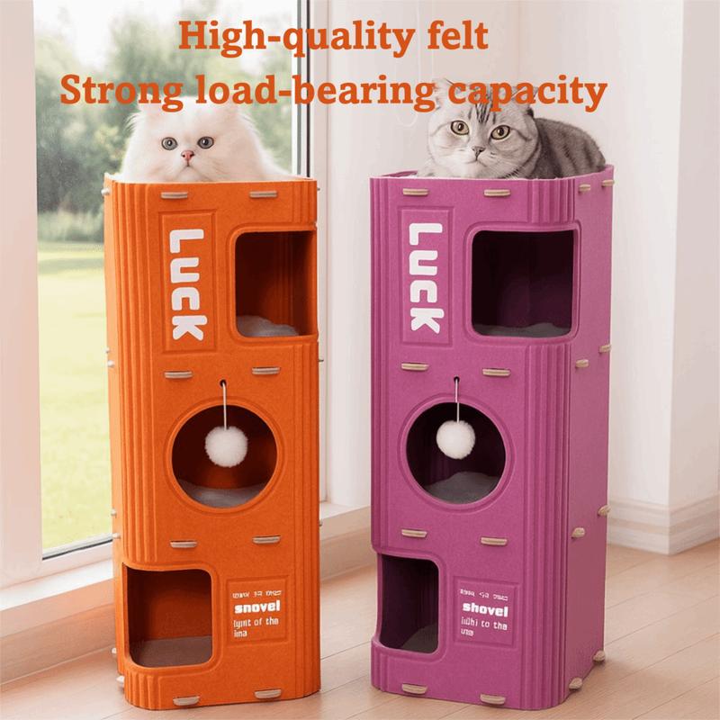 Fun 2 Floors/3 Floors Cat Bed Tree Hole Climbing Cat Castle House All-in-one Japanese Style Cat Scratching Post Four Seasons