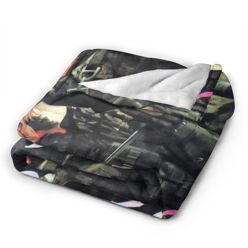 Metal Gear Solid Green Soldier Game Super Soft Blankets Travel Plush Throw Blanket Funny Home Decor Flannel Bedspread Bed Cover