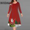 Plus Size Women Dress Christmas Tree Long Sleeve O-Neck Snowman 3D Printed Casual Loose Dress Vestidos Woman Winter Clothes
