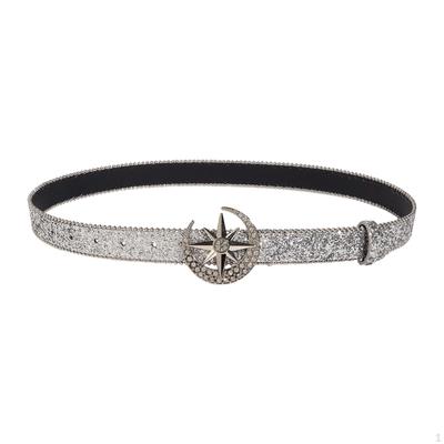 Damen Strassgürtel PU-Leder mit Metallschnalle Taillenband Mode Taillengürtel 103cm für