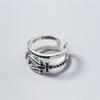 New Fashion Creative Double-layer Temperament 925 Sterling Silver Jewelry Personality Belt Black Crystal Opening Rings TYB536