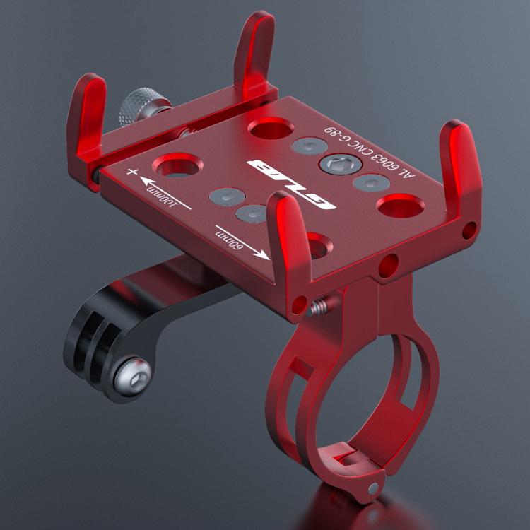 GUB G-89 Aluminum Phone Holder for Mountain Bikes & Motorcycles 22.2-31.8mm Round Tube Compatible красный