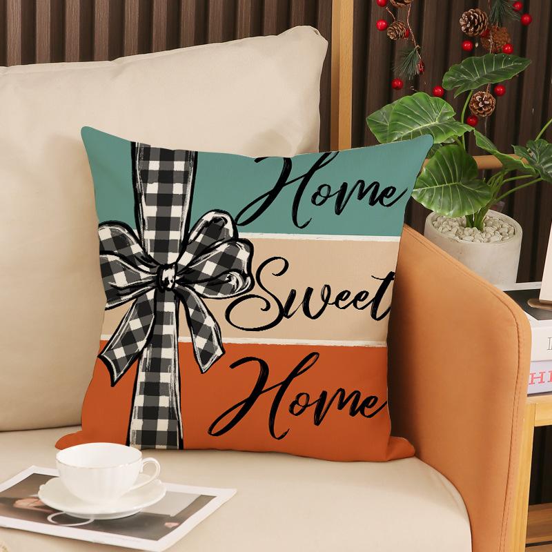 Thanksgiving Pillow Covers,Pumpkin & Autumn Leaf Design, Soft Flannel Sofa Cushion Covers for Home Decor,45x45cm, No Pillow Insert