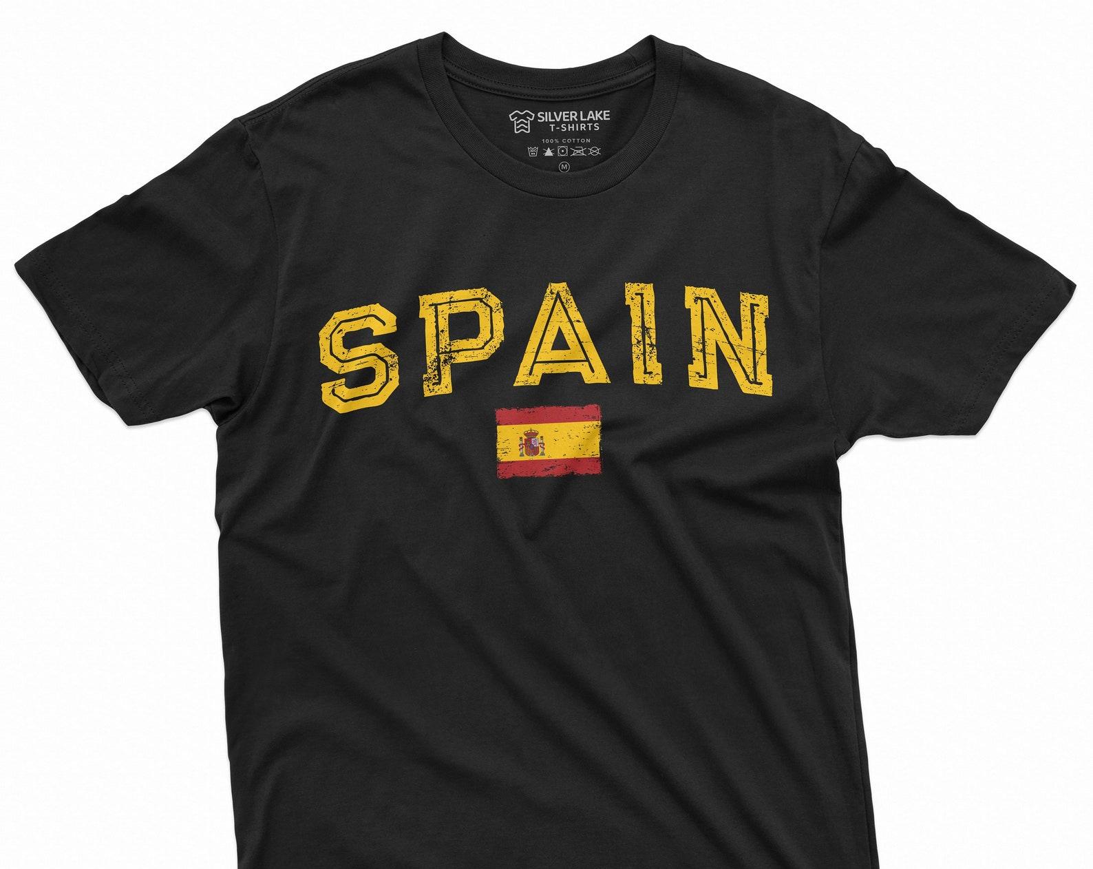 Spain España T-shirt Spanish Flag Coat of arms National Patriotic Tee Shirt Soccer Football Mens Womens Spanish Flag Tee 2XL